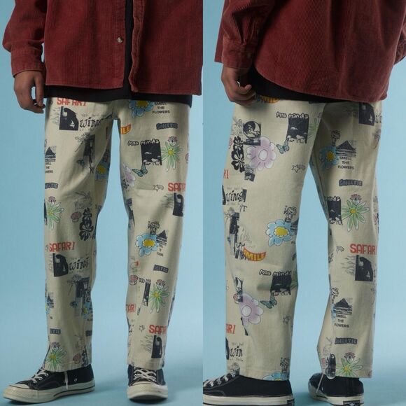 UO M/SF/T Mad Minds Heavenly People Painter Jeans Size 28 Ivory Relaxed Skater - Picture 1 of 12